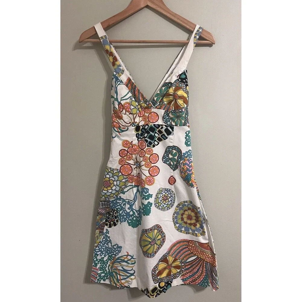 TRINA TURK Criss Cross Halter Colorful Floral Bold Dress Size 4 - Picture 1 of 9